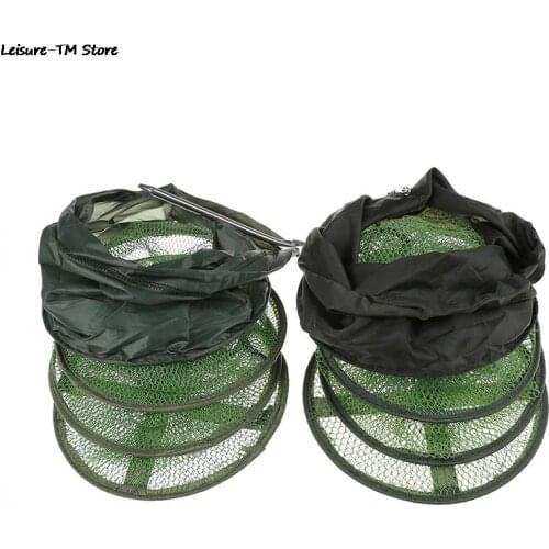 New 1.2/1.5M 4 Layers Collapsible Fishing Basket Dip Net Fishing Cage to Keep Fish Alive in the Water Fishing Accessories Tool