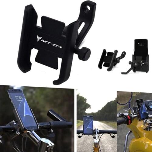 For Yamaha MT-07 MT07 mt07 LOGO Universal Motorcycle GPS Handlebar Mount Bracket CNC Aluminum Mobile Phone Holder Accessories