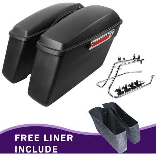 Motorcycle Hard Saddlebags + Conversion Brackets For Harley Softail Fat Boy Heritage FLST 1984-2013 12
