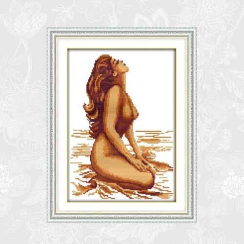 Joy sunday cross-stitch embroidery kits, diy handwork cross stitch set, Sexy woman printed canvas for embroidery needlework