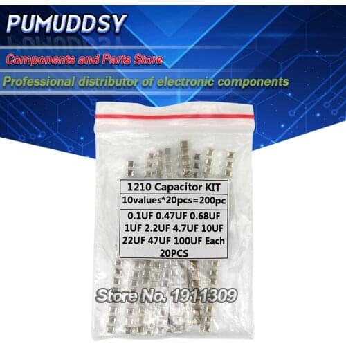 1210 SMD Capacitor assorted kit ,10values*20PCS=200PCS 100nF~100uF Samples Kit electronic diy kit