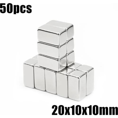 50pcs 20x10x10 Neodymium Magnet 20*10*10 mm N35 NdFeB Block Super Powerful Strong Permanent Magnetic imanes Block
