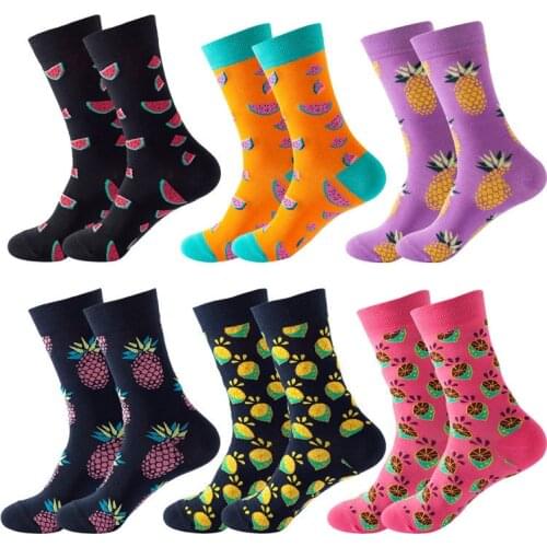 Combed Cotton Novelty Men Socks Fashion Women Hip Hop Harajuku Fruit Textile Cool Happy Skateboard Funny Christmas Gift