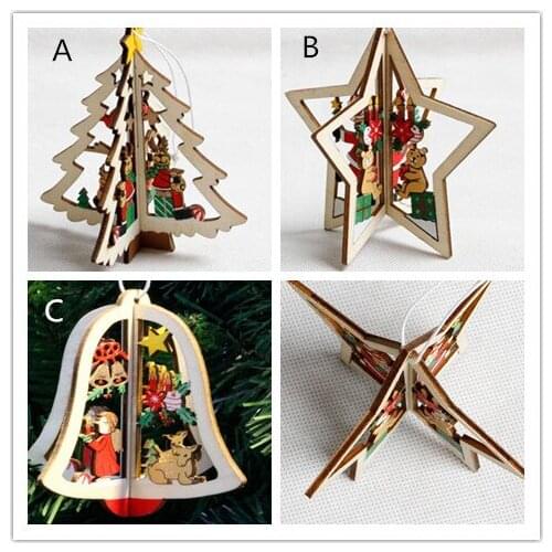 New Wooden Christmas Shapes Embellishment Xmas Tree Decoration
