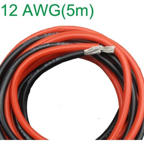 New 12 AWG (5m) Gauge Silicone Wire Flexible Stranded Copper Cables for RC