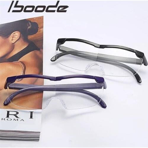 Iboode Reading Glasses Men Women Big Vision Magnifying 1.6 Times Vintage Eyewear Magnifier +250 Magnifies Vision Lens