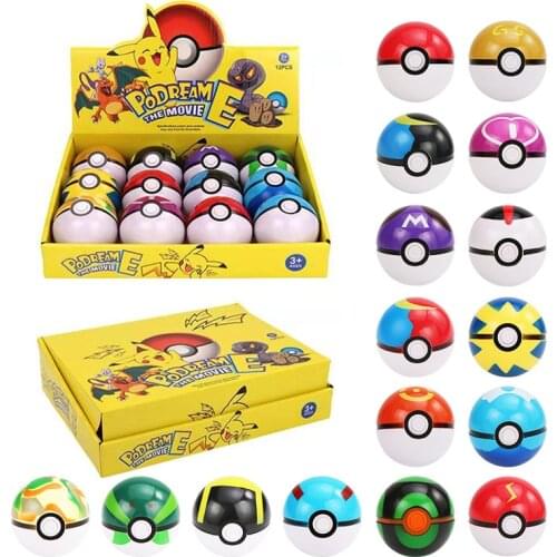Original Real Switch 8/12PCS With Box 7CM Pet Elf Ball Pokemones Pokeballs With 2.5-3cm Figures Toys Dream Bedroom Children Gift