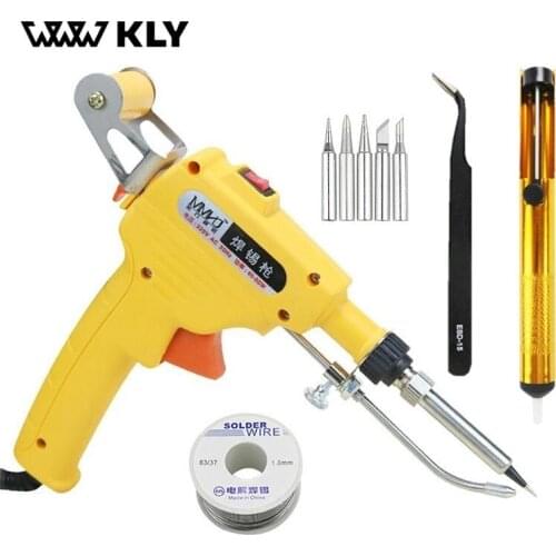 WWW KLY EU Plug 60W Hand-held Internal Heating Soldering Iron Automatically Send Tin Gun Soldering Station Welding Repair Tool