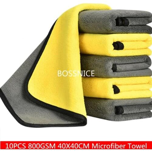 800GSM 3/5/10PCS 40X40CM Microfiber Towel Car Microfiber Cloth Wash Towel Cleaning Cloth Car Wash Drying Towel Auto Detailing