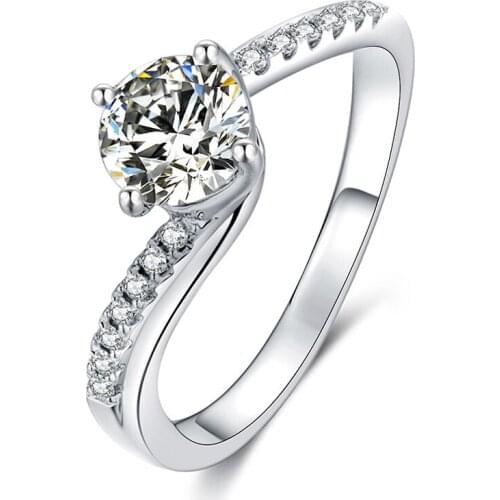 Luxury 100% 925 Sterling Silver Created Real 1 Carat D Color Moissanite Anniversary Rings For Women Engagement Fine Jewelry Gift