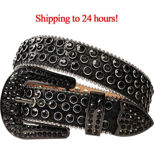 Luxury Brand Rhinestones Belt Western Cowboy Belts For Women Man Crystal Designer Diamond Studded Belt Strass Ceinture Femme