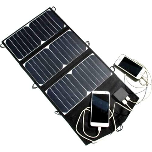 21W Folding Solar Panel Charger Portable Dual USB Output High Efficiency Sunpower Solar Panel for Cellphone 5V Device