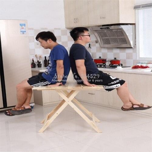 5%Solid Wood Folding Table Home Eating Small Table Small Apartment Two People Four People Kitchen Portable Stall Table