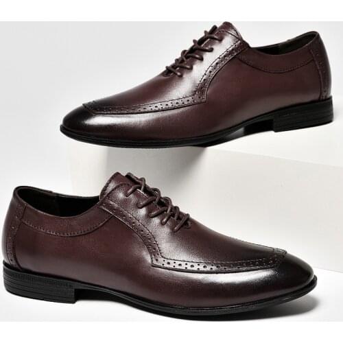 Luxury Brand Genuine Leather Fashion Men Business Dress Loafers Oxford Breathable Formal Wedding Shoes Big Size British Style