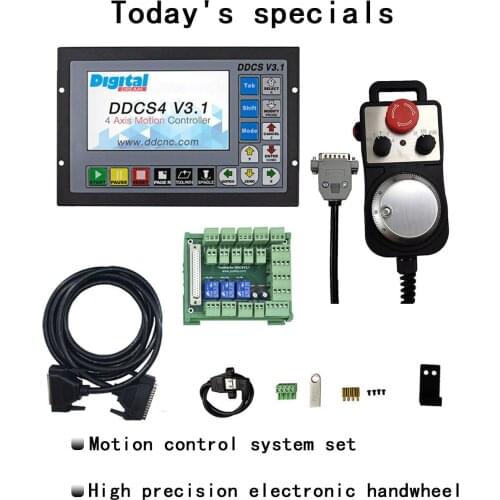 Upgrade ddcsv3.1+3M Signal Line Large Wiring Board 3 axis 4 axis Cnc Offline Motion Controller With Emergency Stop Handwheel MPG