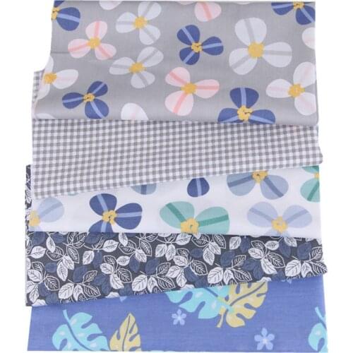 7Pcs/Set 25cm Vintage Plaid Dot Flower Star Print Cotton Fabric Handmade Patchwork Cloth Sewing Quilting Needlework DIY Material