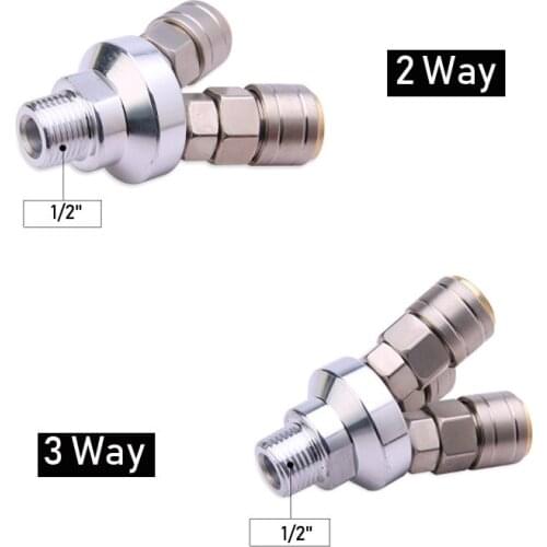 High Quality C Type Self-locking Pneumatic Fittings 1/2" Male Thread 2 Way/3 Way Air Hose Quick Coupler Socket Connector