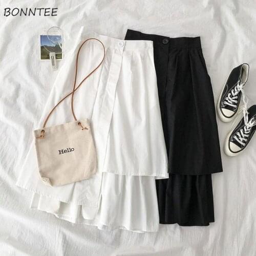 Skirts Women Oversized New Arrival Asymmetrical Pure Aesthetic Simple Lovely Korean Style Loose Students Dropped Harajuku Design