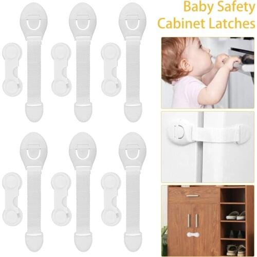 6Pcs/set Safety Cabinet Latches with Strong Adhesive Tape Child Proof Door Cupboard Lock for Drawers Cabinet Toilet Seat, Fridge
