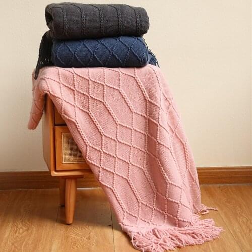 Yellow Blue Khaki Knitted Sofa Blanket Tail Bed Blankets Sofa Towel Nordic Wool Blanket Winter Office Nap Custom Blanket