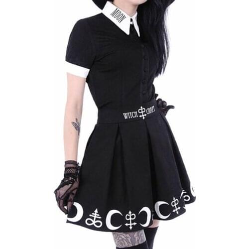 Vintage 2pcs Women Black Set Letter Print Blouse & Mini Skirt Party Club Two Piece High Waist Retro Casual Famale Sets 2021 New