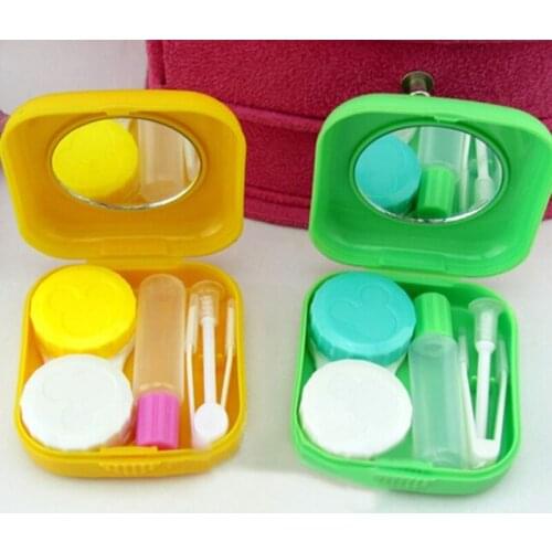 1 Set Portable Pocket Mini Contact Lens Case Beauty Organizer Container Boxes Travel Kit Mirror Container Makeup Case Cosmetics