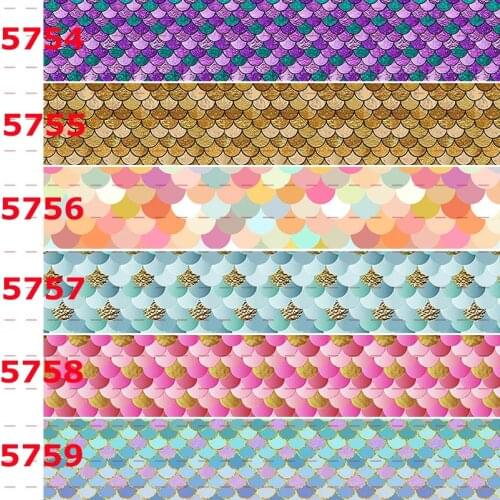 10yards -different sizes -fish scales ribbon bling pattern printed Grosgrain ribbon