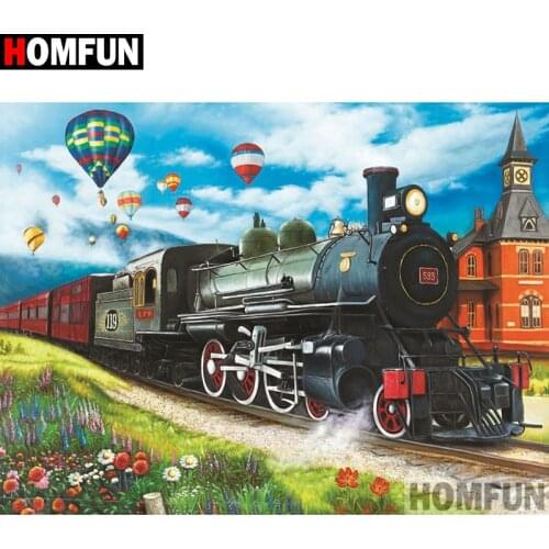 HOMFUN Full Square/Round Drill 5D DIY Diamond Painting "train" Embroidery Cross Stitch 5D Home Decor Gift A00271