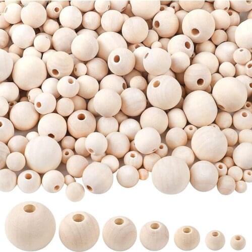 30 Pieces Beads Natural Round Wood Beads Unfinished Loose Beads for DIY Craft Making Home Farmhouse Decoration Handicraft Beads