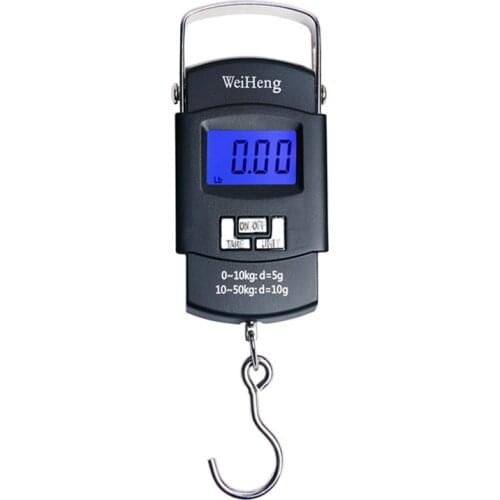50kg 10g LCD Digital Hanging Hook Scale WH-A08L Portable Mini Luggage Scales Electronic Fishing Travel Metal Steelyard Backlit