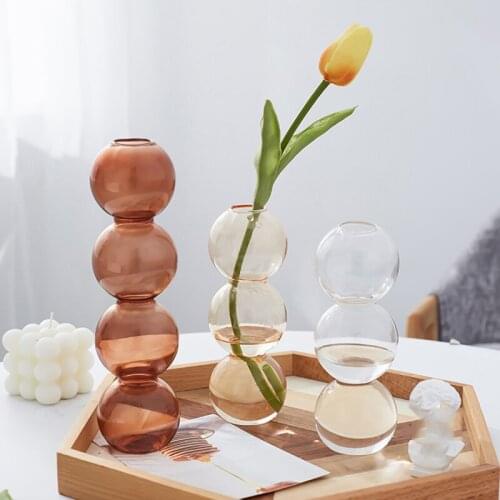 Flower Vase for Table Decoration Living Room Decorative Vase Decor Flowers Arrangement Floral Tabletop Glass Vase