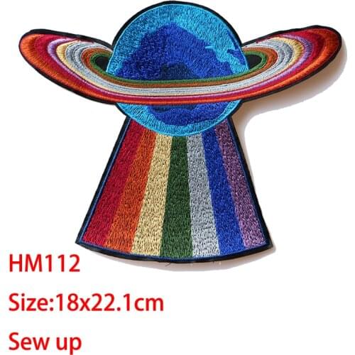 Cartoon Decorative Patch UFO,Earth icon Embroidered Applique Patches For DIY Iron on Badges Stickers on backpack,the Clothes