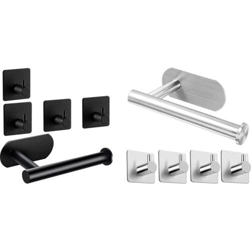 Toilet Paper Holder Self Adhesive Toilet Roll Holder,4 Adhesive Hooks, No Drilling Loo Roll Holder Tissue Holders