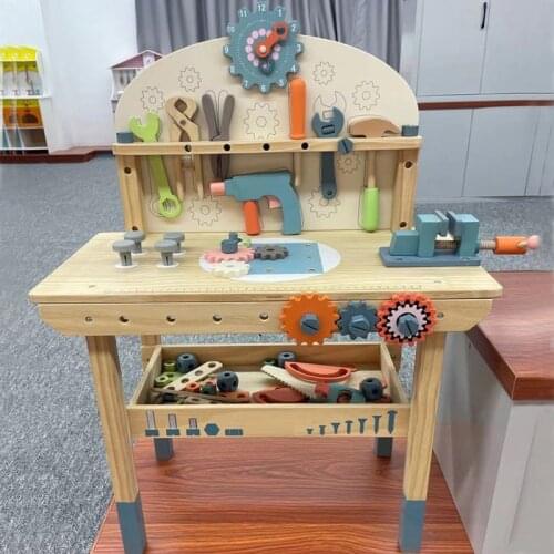 DIY Wooden Kids Drill Screw Nut Puzzles Toys 3D Puzzle Toys Tool Drill Disassembly Assembly Children Drill With Wooden Frame