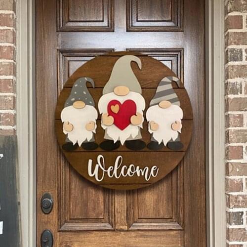 DIY Welcome Door Plate House Number Wood Sign Front Door Hanging Door Plate with Stickers Home Garden Festival Party Decoration