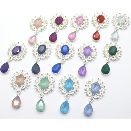 Exquisite Brooch 45*25MM 10Pcs/Set Gorgeous Rhinestone Button Sewing Accessories DIY Party Jewelry Creative Wine Glass Pendant