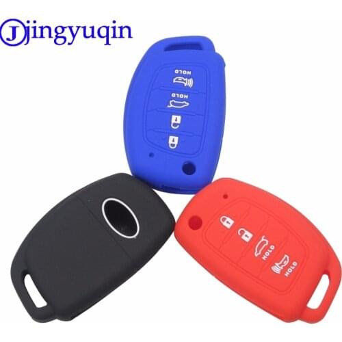 Jingyuqin 4 Buttons Remote Folding Flip Key Case Cover Silicone For Hyundai Mistra Santa Fe Sonata Tucson Accent I30 I40 I45