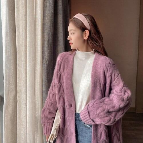 2021 Autumn Winter Women Cardigan Warm Knitted Sweater Loose and lazy wind Fashion Knit Cardigans Coat Lady Loose Sweaters