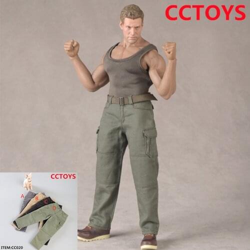 CC020 1/6 Soldier Black Combat Pants Overalls For 12 Inch Muscles Strong Body In Stock