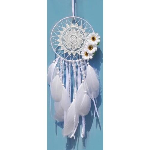 Creative Three-color White Feather Dream Catcher Pendant Floating Indian Feather Flower Dream Catcher Room Decor Aesthetic