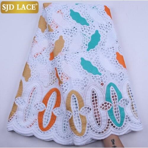 SJD LACE Red Multicolor African Lace Fabric With Holes Swiss Voile Lace Embroiderey Dubai Laces For Wedding Festivals DressA1930