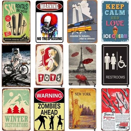 New York Metal Tin Sign Wall Sticker Warning Tinplate Metal Plaque Vintage Metal Sign Retro Style Metal Poster for Club Man Cave