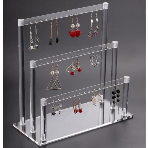 Fashion Acrylic Ladder Earring Display Shelf Jewelry Showing Stand Earring Display Rack Necklace Hanging Holder Removable WY707