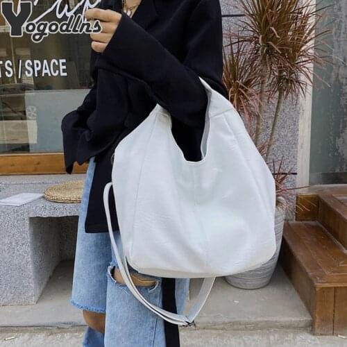 Fashion PU Leather Women Half Moon Crossbody Shoulder Bags Large Capacity Shopper Hobo Bag Soild Color Female Handbag Totes sac