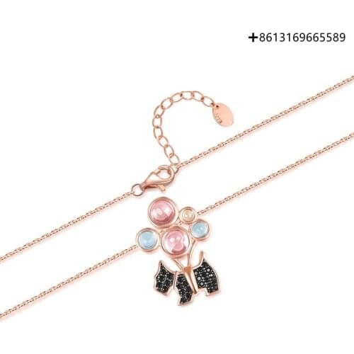 Fashion boutique S925 silver around the world temperament simple colorful balloon puppy necklace gift