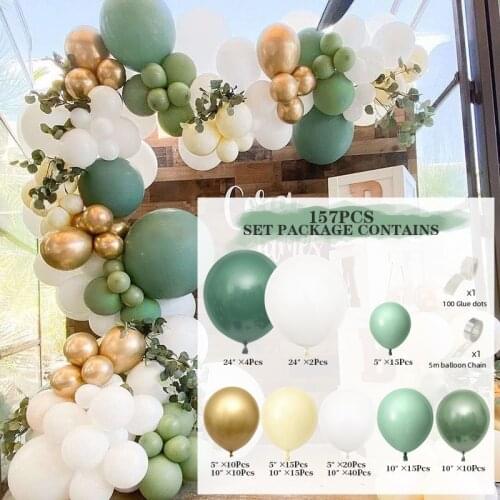 Kit Birthday Balloons Birthday Party Decors Balloons Garland Arch Retro Color Bean Paste Green Christmas Halloween New Year