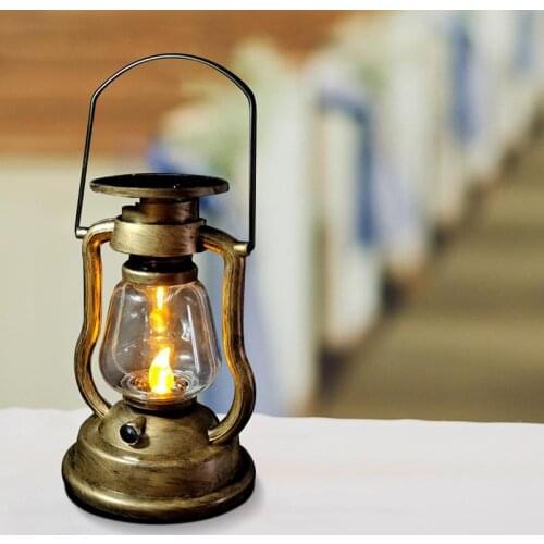 1pc Solar Retro LED Candle Outdoor Oil Wall Lamp Rechargeable Lamp Electronic Nightlight Outdoor Garden Yard Home Decor