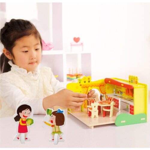 Childrens educational toys girl play housework fight to insert building blocks toys dream kitchen birthday gift M97