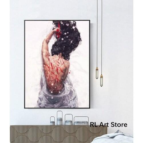 Modern Decor Portrait Art Wounded Angel HD Print on Canvas Nude Women Poster Decorative Painting for Living Room Home Decoration