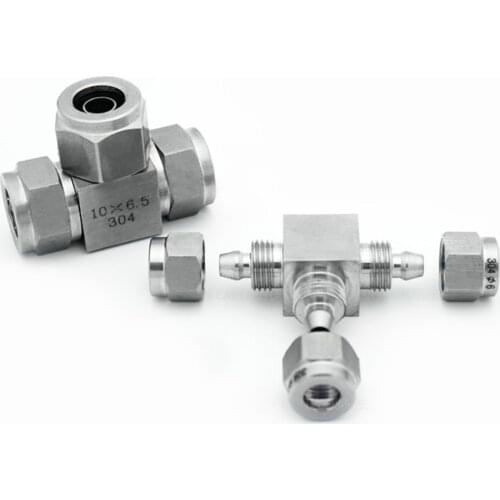 304 stainless steel pneumatic joint pipe joint trachea hose quick twist joint PE4 6 8 10 12 three-way joint PTFE pipe hose joint